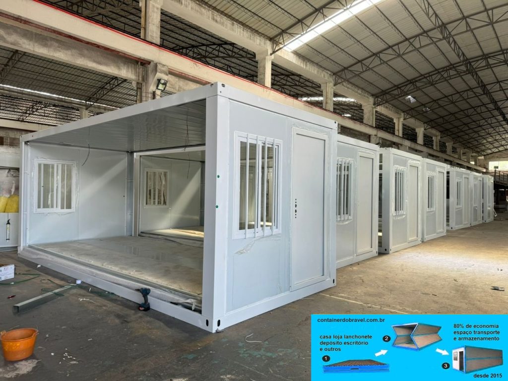 Venda e locação de container dobrável com alta durabilidade.