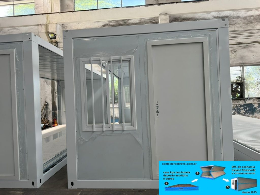 Container dobrável compacto, resistente e fácil de montar.