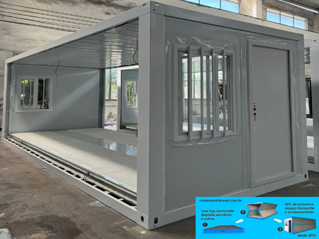 Container dobrável ideal para armazenamento e logística eficiente.